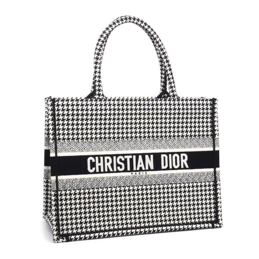 Dior Book Tote Houndstooth Embroidered Canvas Bag